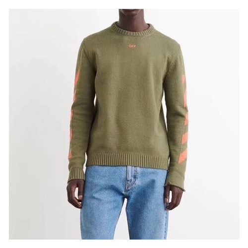 오프화이트 남성 시그니처 카키 니트 - Off-white Mens Khaki Knits - off0853x