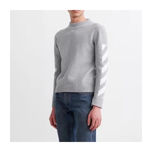 오프화이트 남성 시그니처 그레이 니트 - Off-white Mens Gray Knits - off0855x