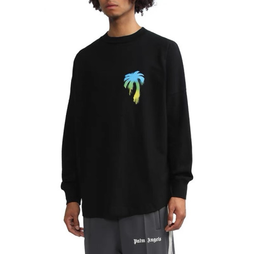 팜 엔젤스 남성 블랙 크루넥 긴팔티 - Palm Angels Mens Black Tshirts - pam0387x