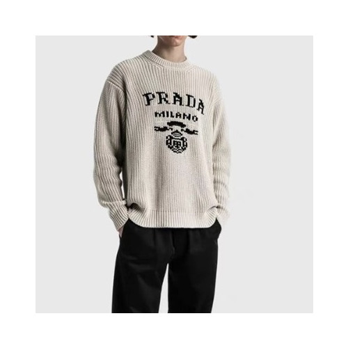 프라다 남성 크루넥 베이지 니트 - Prada Mens Beige Knits - pra02872x