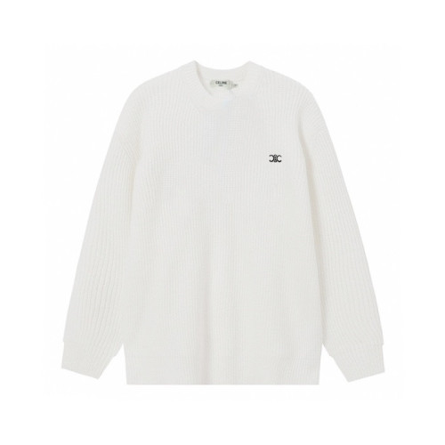 셀린느 남/녀 크루넥 화이트 니트 - Celine Unisex White Knits - cel0516x