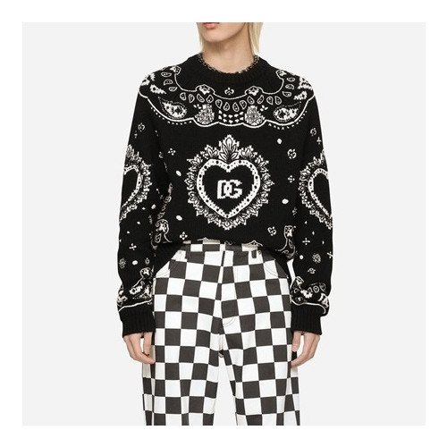 돌체앤가바나 남성 블랙 크루넥 니트 - Dolce&Gabbana Mens Black Knits - dol0368x