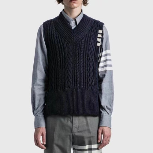 톰브라운 남성 브이넥 베스트 - Thom Browne Mens Navy Vest - tho649x