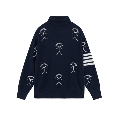 톰브라운 남성 네이비 터틀넥 니트 - Thom Browne Mens Navy Knit - thom0655x