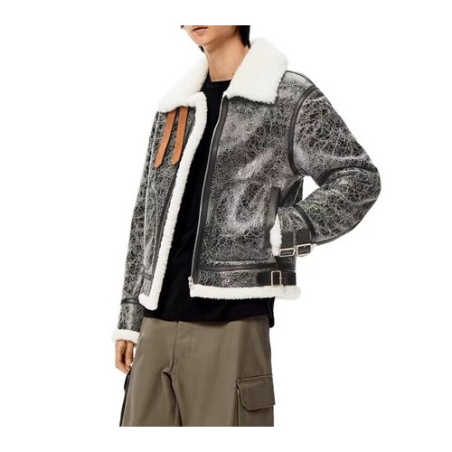 로에베 남성 그레이 가죽 자켓 - Loewe Mens Gray Jackets - loe0668x