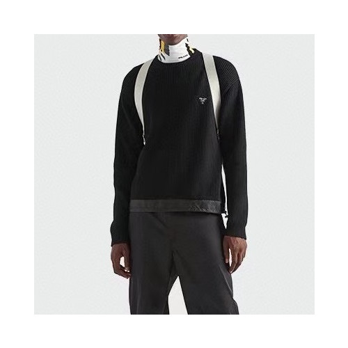 프라다 남성 크루넥 블랙 니트 - Prada Mens Black Knits - pr25x