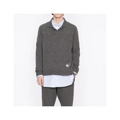 디올 남성 그레이 폴로 스웨터 - Dior Mens Gray Sweaters - di25x