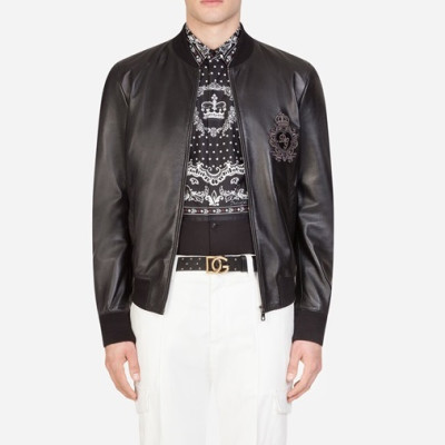 돌체앤가바나 남성 블랙 가죽 자켓 - Dolce&Gabbana Mens Black Jackets - dol372x