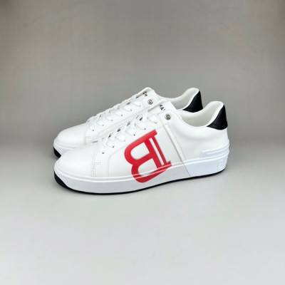 발망 남성 트렌디 화이트 스니커즈 - Balmain Mens White Sneakers - bam0196x