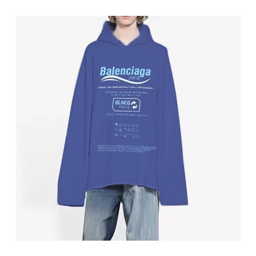 발렌시아가 남/녀 캐쥬얼 블루 후드티 - Balenciaga Unisex Blue Hoodie - ba16x