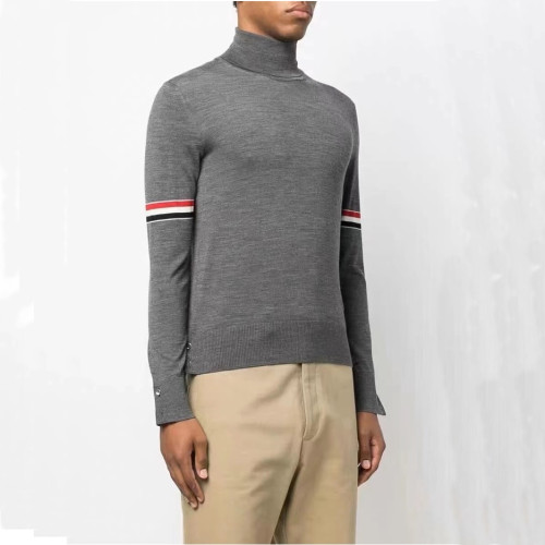 톰브라운 남성 그레이 터틀넥 니트 - Thom Browne Mens Gray Knits - th16x