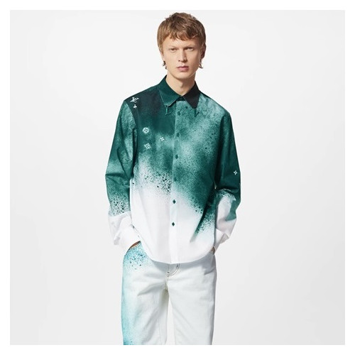 루이비통 남성 그린 셔츠 - Louis vuitton Mens Green Tshirts - lv218x