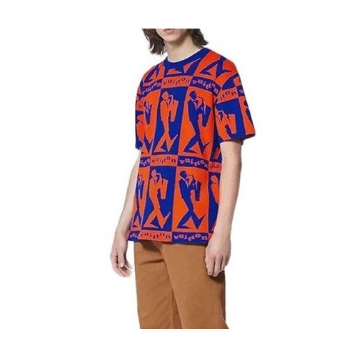 루이비통 남성 오렌지 크루넥 반팔티 - Louis vuitton Mens Orange Tshirts - lv255x