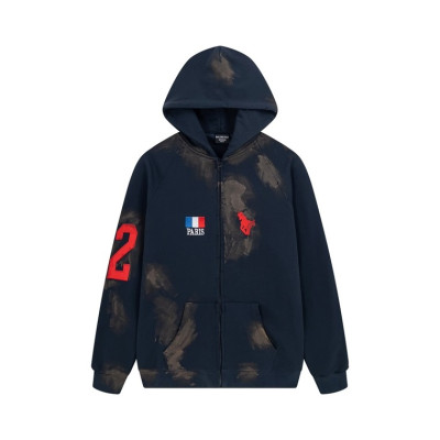 발렌시아가 남/녀 네이비 집업 후드티 - Balenciaga Unisex Navy Hoodie - ba80x
