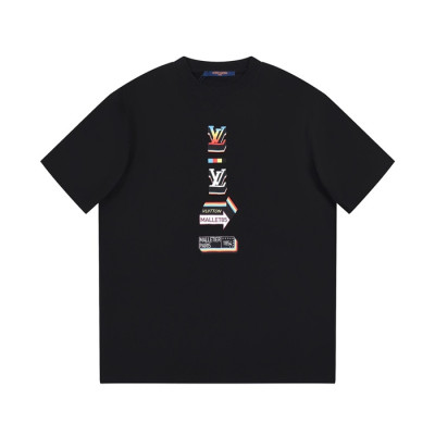 루이비통 남성 블랙 크루넥 반팔티 - Louis vuitton Mens Black Tshirts - lv289x