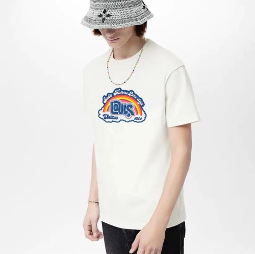 루이비통 남성 화이트 크루넥 반팔티 - Louis vuitton Mens White Tshirts - lv295x