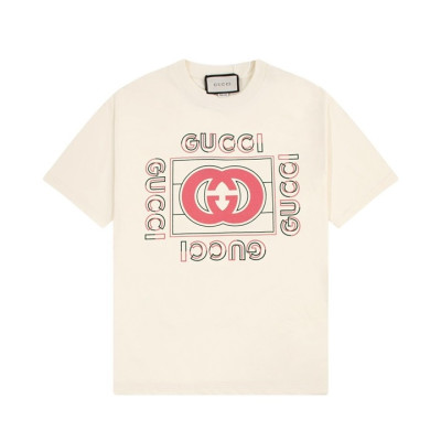 구찌 남/녀 아이보리 크루넥 반팔티 - Gucci Unisex Ivory Tshirts - gu156x