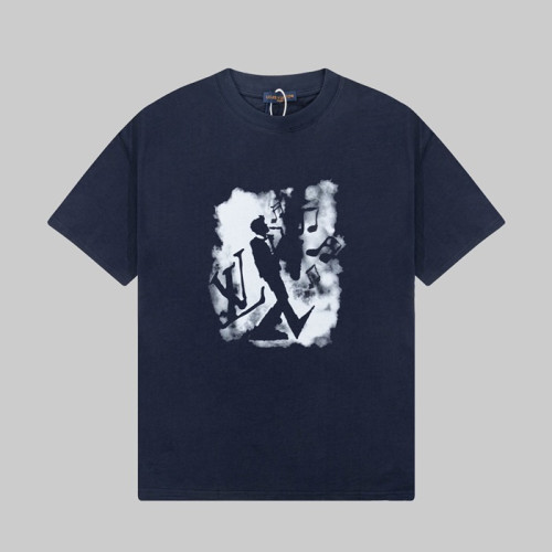 루이비통 남성 네이비 크루넥 반팔티 - Louis vuitton Mens Navy Short sleeved T-shirts - lv330x