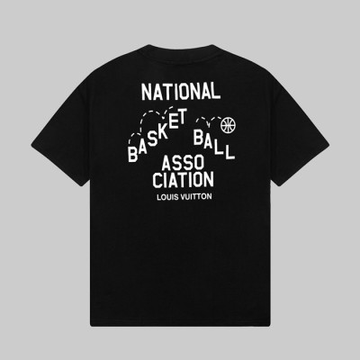 루이비통 남성 블랙 크루넥 반팔티 - Louis vuitton Mens Black Short sleeved T-shirts - lv341x