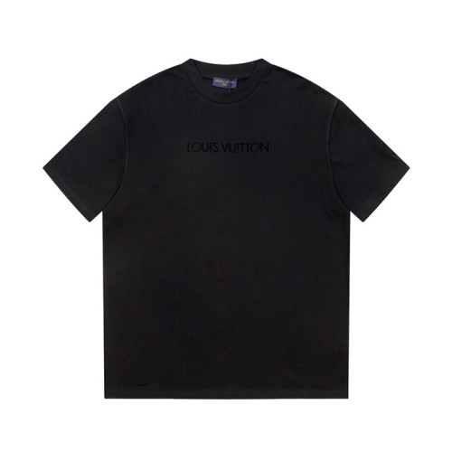 루이비통 남성 블랙 크루넥 반팔티 - Louis vuitton Mens Black Short sleeved T-shirts - lv349x