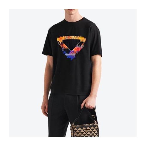 프라다 남성 크루넥 블랙 반팔티 - Prada Mens Black Tshirts - pr278x