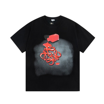 로에베 남/녀 이니셜 블랙 반팔티 - Loewe Unisex Black Short sleeved T-shirts - loe687x