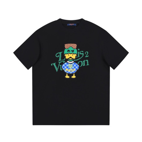 루이비통 남성 블랙 크루넥 반팔티 - Louis vuitton Mens Black Short sleeved T-shirts - lv371x