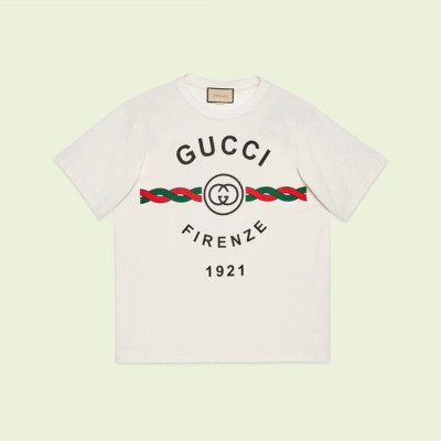 구찌 남/녀 화이트 크루넥 반팔티 - Gucci Unisex White Short sleeved T-shirts - gu189x