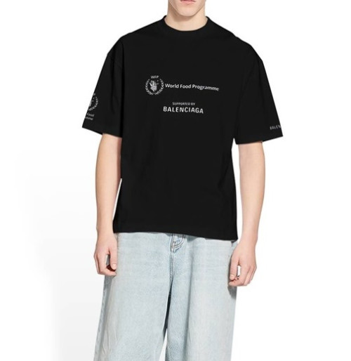발렌시아가 남/녀 크루넥 블랙 반팔티 - Balenciaga Unisex Black Short sleeved T-shirts - ba148x