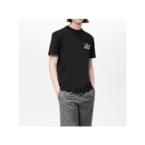 루이비통 남성 블랙 크루넥 반팔티 - Louis vuitton Mens Black Short sleeved T-shirts - lv435x