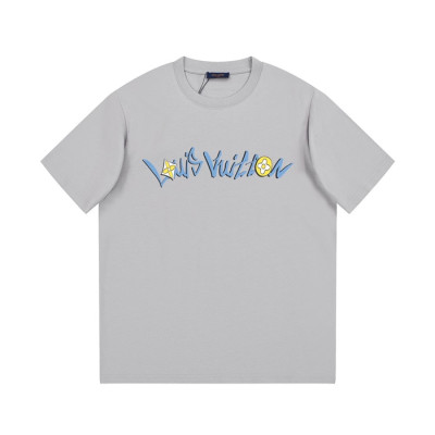 루이비통 남성 그레이 크루넥 반팔티 - Louis vuitton Mens Gray Short sleeved T-shirts - lv436x