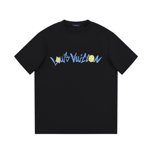 루이비통 남성 블랙 크루넥 반팔티 - Louis vuitton Mens Black Short sleeved T-shirts - lv437x
