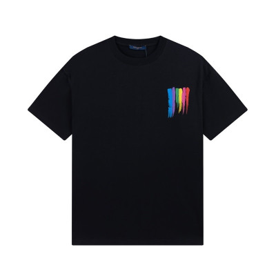 루이비통 남성 블랙 크루넥 반팔티 - Louis vuitton Mens Black Short sleeved T-shirts - lv506x