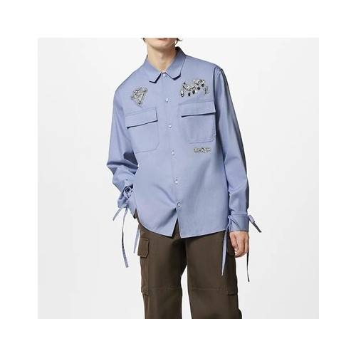 루이비통 남성 블루 셔츠 - Louis vuitton Mens Blue Tshirts - lv508x