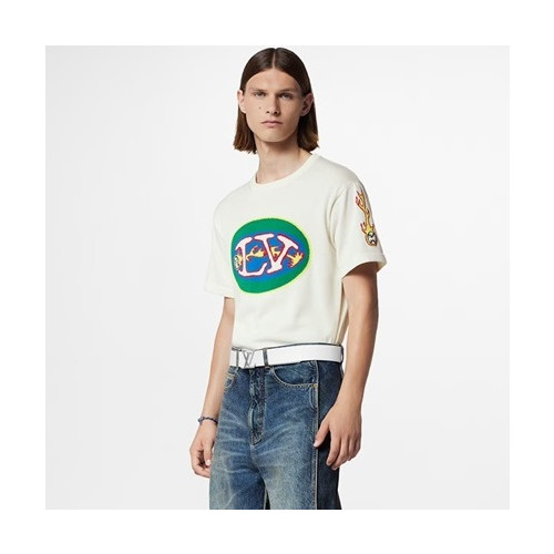루이비통 남성 화이트 크루넥 반팔티 - Louis vuitton Mens White Short sleeved T-shirts - lv523x