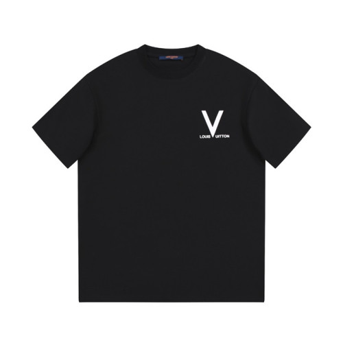 루이비통 남성 블랙 크루넥 반팔티 - Louis vuitton Mens Black Short sleeved T-shirts - lv527x