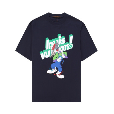 루이비통 남성 네이비 크루넥 반팔티 - Louis vuitton Mens Navy Short sleeved T-shirts - lv567x