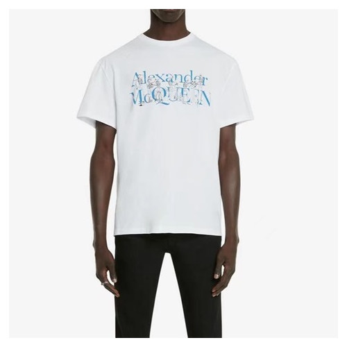 알렉산더맥퀸 남성 화이트 크루넥 반팔티 - Alexander Mcqueen Mens White Tshirts - alx0119x