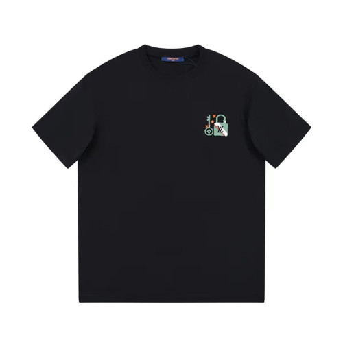 루이비통 남성 블랙 크루넥 반팔티 - Louis vuitton Mens Black Short sleeved T-shirts - lv576x