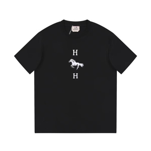 에르메스 남성 블랙 크루넥 반팔티 - Hermes Mens Black Short sleeved T-shirts - he65x