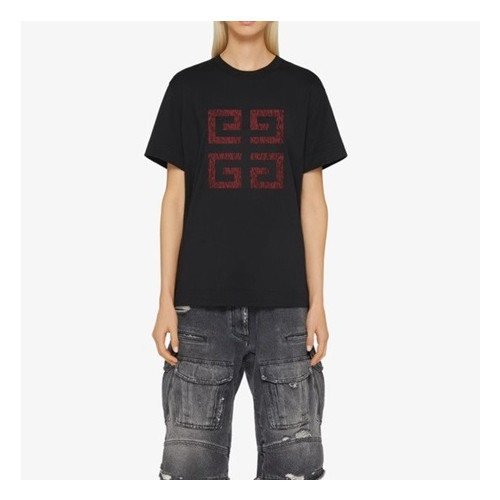 지방시 남/녀 크루넥 블랙 반팔티 - Givenchy Unisex Black Short Sleeved Tshirts - gi191x