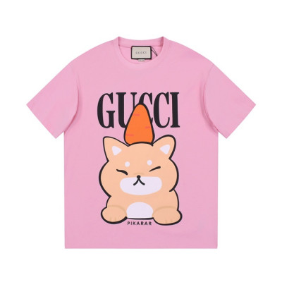 구찌 남/녀 핑크 크루넥 반팔티 - Gucci Unisex Pink Short sleeved T-shirts - gu308x