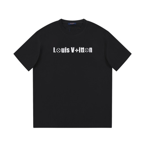 루이비통 남성 블랙 크루넥 반팔티 - Louis vuitton Mens Black Short sleeved T-shirts - lv586x