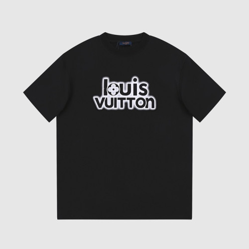 루이비통 남성 블랙 크루넥 반팔티 - Louis vuitton Mens Black Short sleeved T-shirts - lv591x