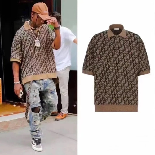 디올 남성 카멜 폴로 반팔 셔츠 - Dior Mens Camel Half sleeved Tshirts - di329x