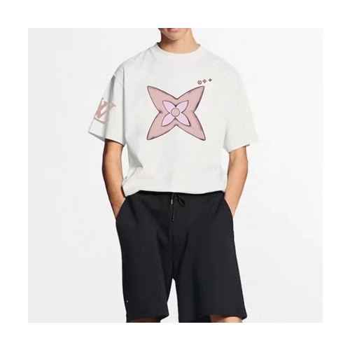 루이비통 남성 화이트 크루넥 반팔티 - Louis vuitton Mens White Short sleeved T-shirts - lv614x