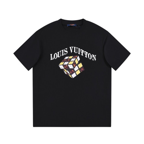 루이비통 남성 블랙 크루넥 반팔티 - Louis vuitton Mens Black Short sleeved T-shirts - lv631x