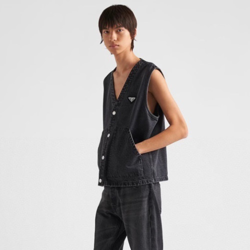 프라다 남성 블랙 베스트 - Prada Mens Black Vest - pr341x