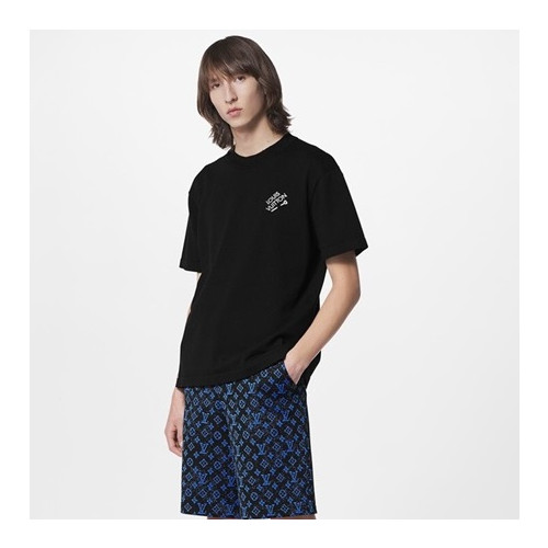 루이비통 남성 블랙 크루넥 반팔티 - Louis vuitton Mens Black Short sleeved Tshirts - lv638x