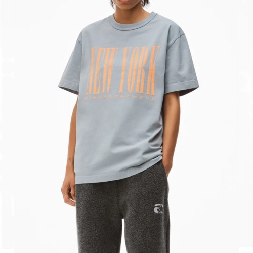 알렉산더왕 남성 이니셜 소라 반팔티 - Alexander wang Mens Blue Short sleeved Tshirts - alx234x